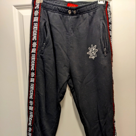 glogang Other - Men's Black Jogger Sweatpants with Red-Trim Side Tape